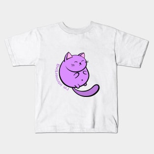 Purple Asian Inspired Cartoon Kitty saying I'm Introverting Kids T-Shirt